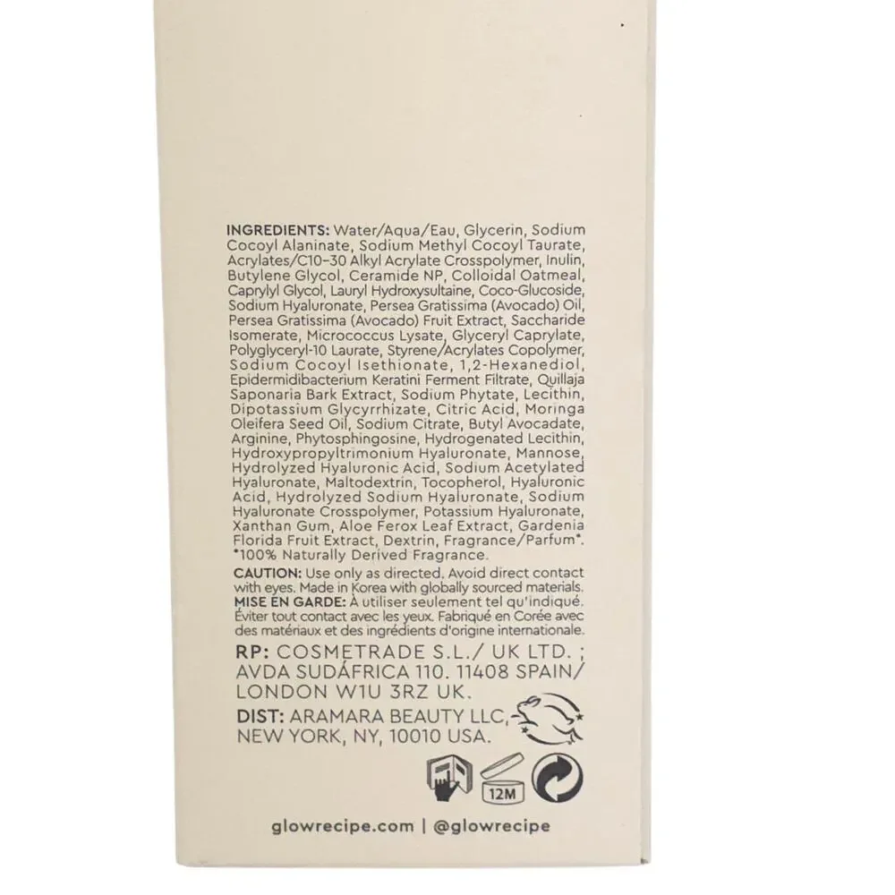 Glow Recipe Avocado Ceramide Cleanser Moisture Barrier Makeup Remover